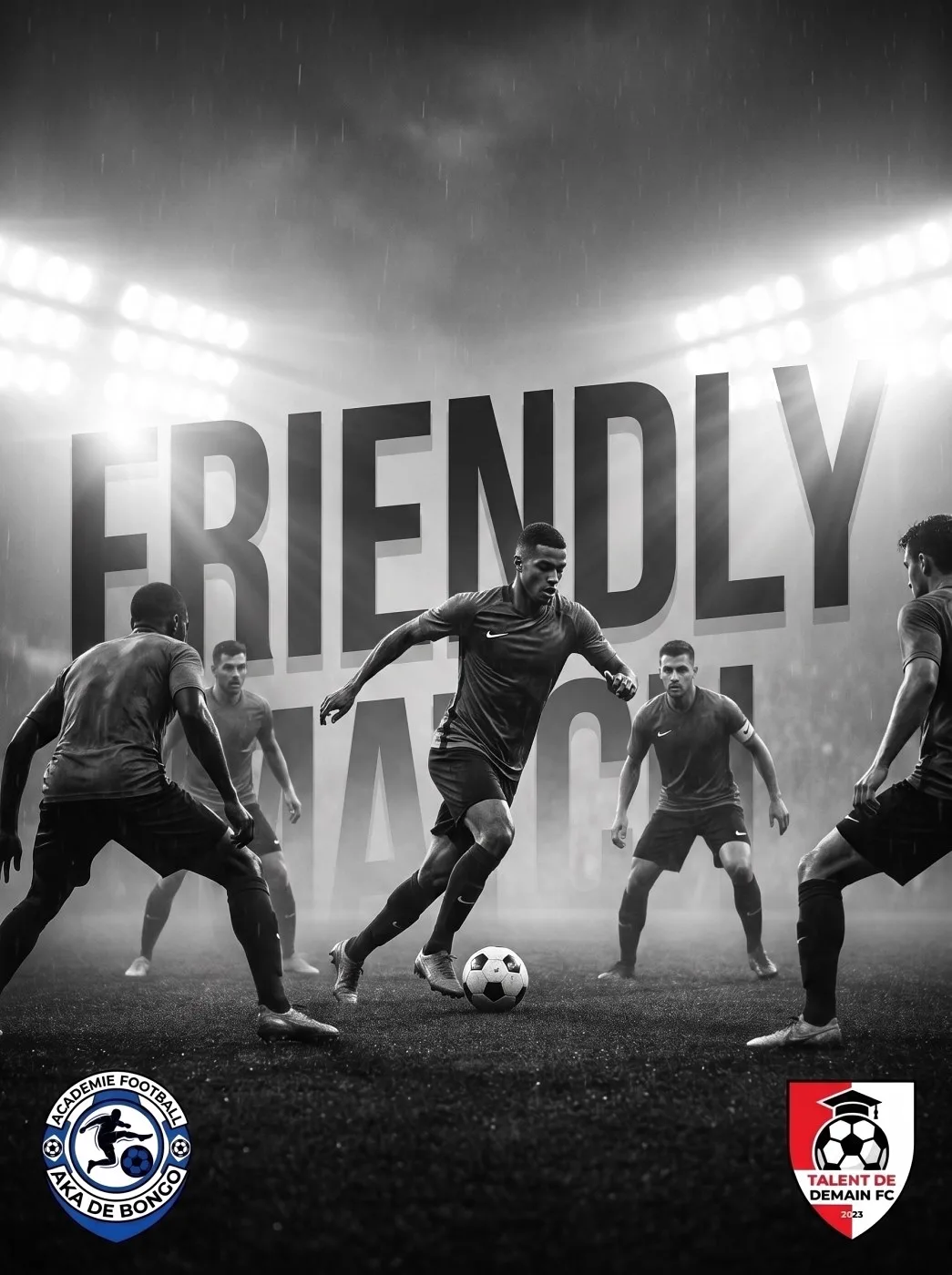 Affiche du match amical contre l'Académie Aka de Bongo